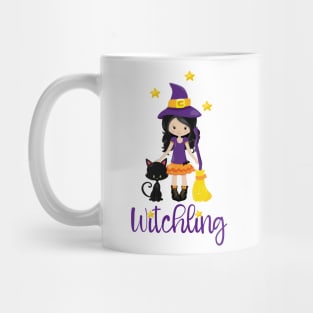 Witchling Design Young Witch Black Cat Halloween Wicca Mug